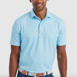 NWT Johnnie-O Gage Printed Polo- Gulf Blue -Size L